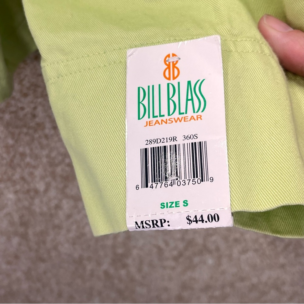 90s Y2K jacket 100% cotton lime green button down notch spring summer NWT flawed - Picture 9 of 16